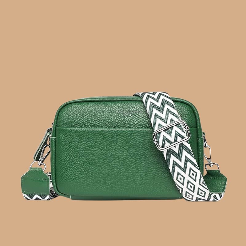 Women’s Crossbody Bag with Boxy Shape and Wide Patterned Strap