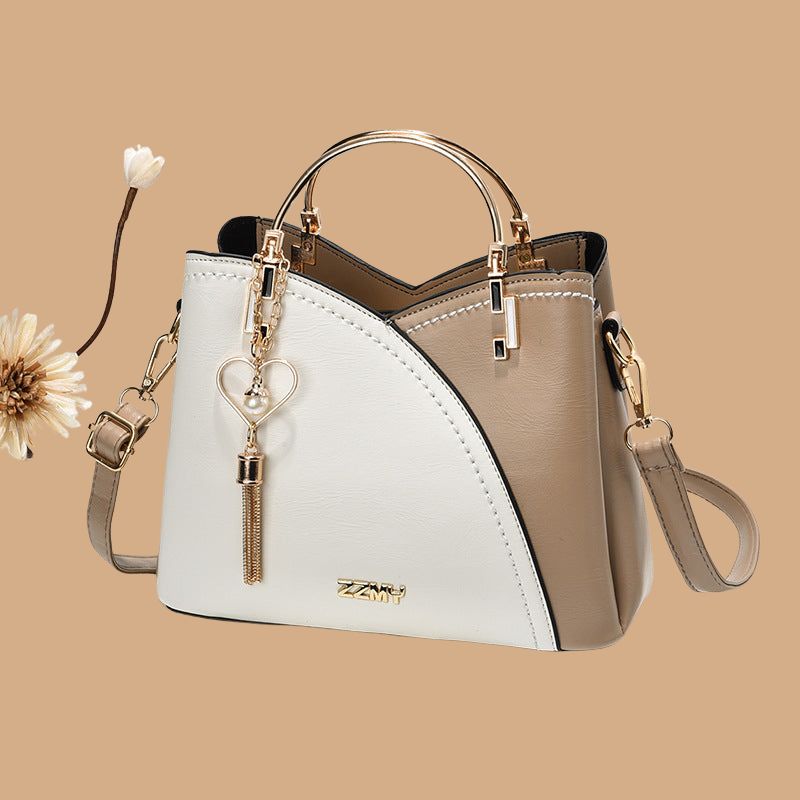 Women’s Handbag with Colour-Block Design and Metal Handles