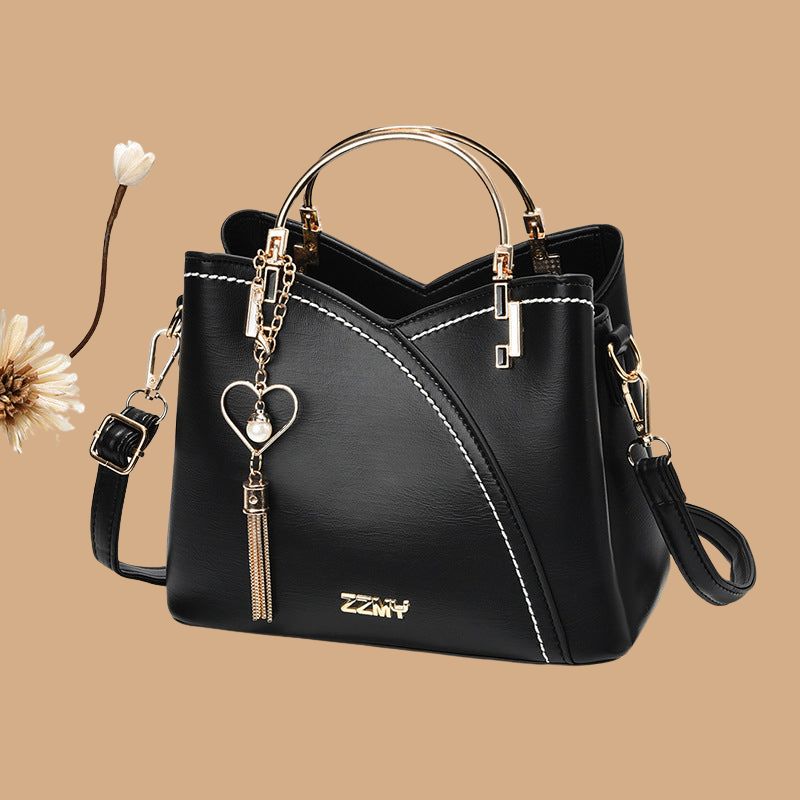 Women’s Handbag with Colour-Block Design and Metal Handles