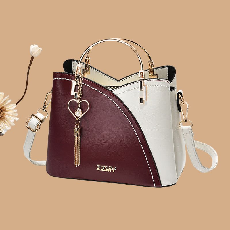 Women’s Handbag with Colour-Block Design and Metal Handles