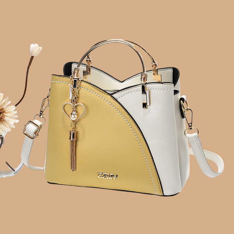 Women’s Handbag with Colour-Block Design and Metal Handles