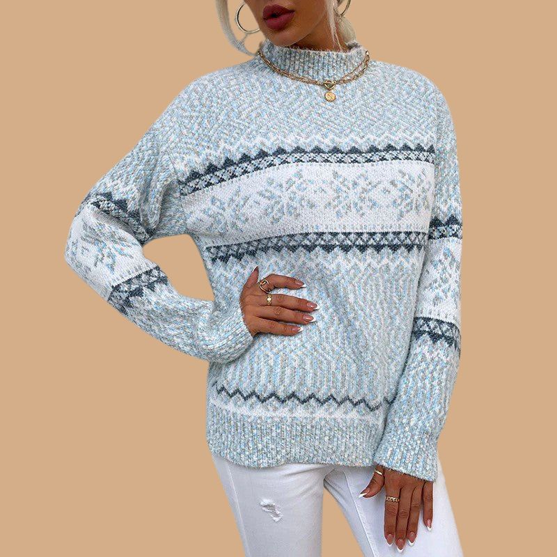 Women’s Jumper with Crew Neck and Fair Isle Pattern