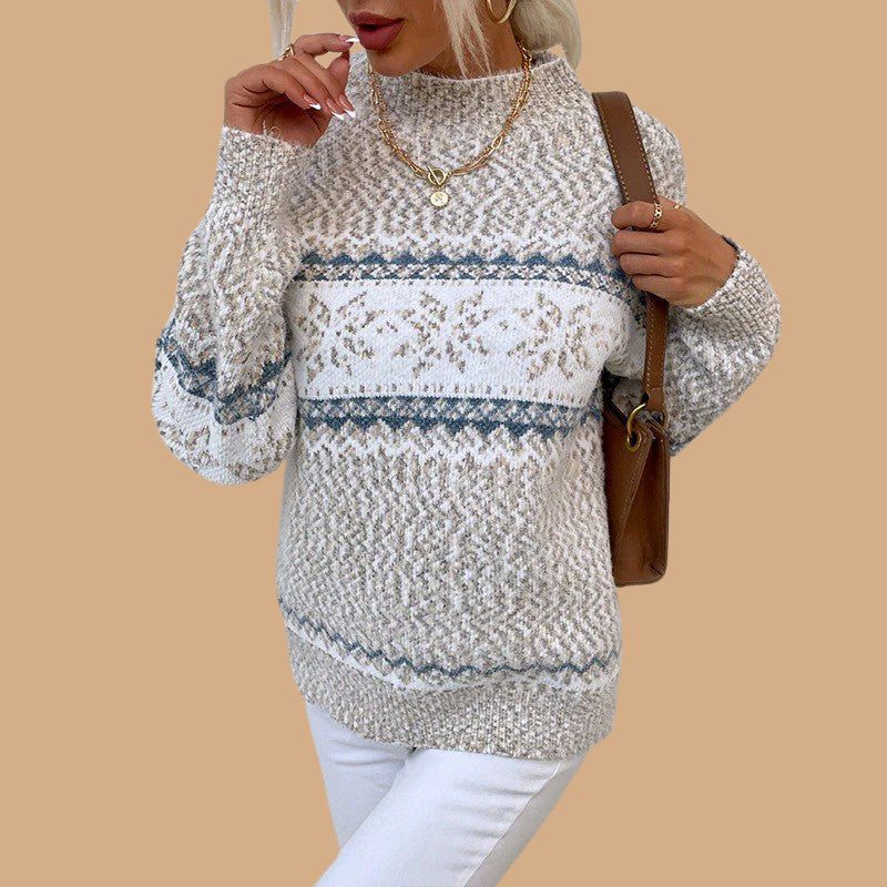 Women’s Jumper with Crew Neck and Fair Isle Pattern