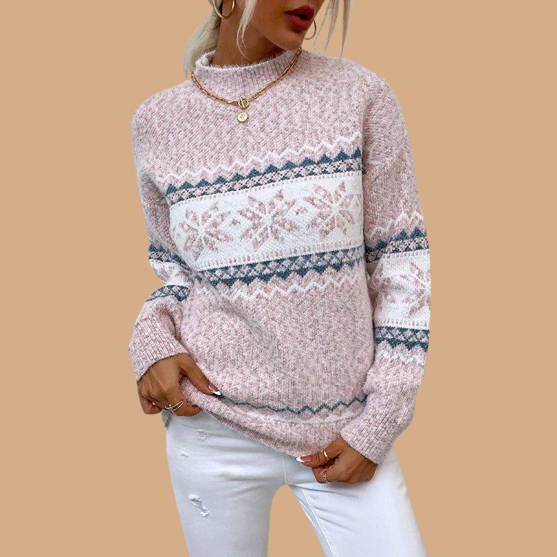 Women’s Jumper with Crew Neck and Fair Isle Pattern