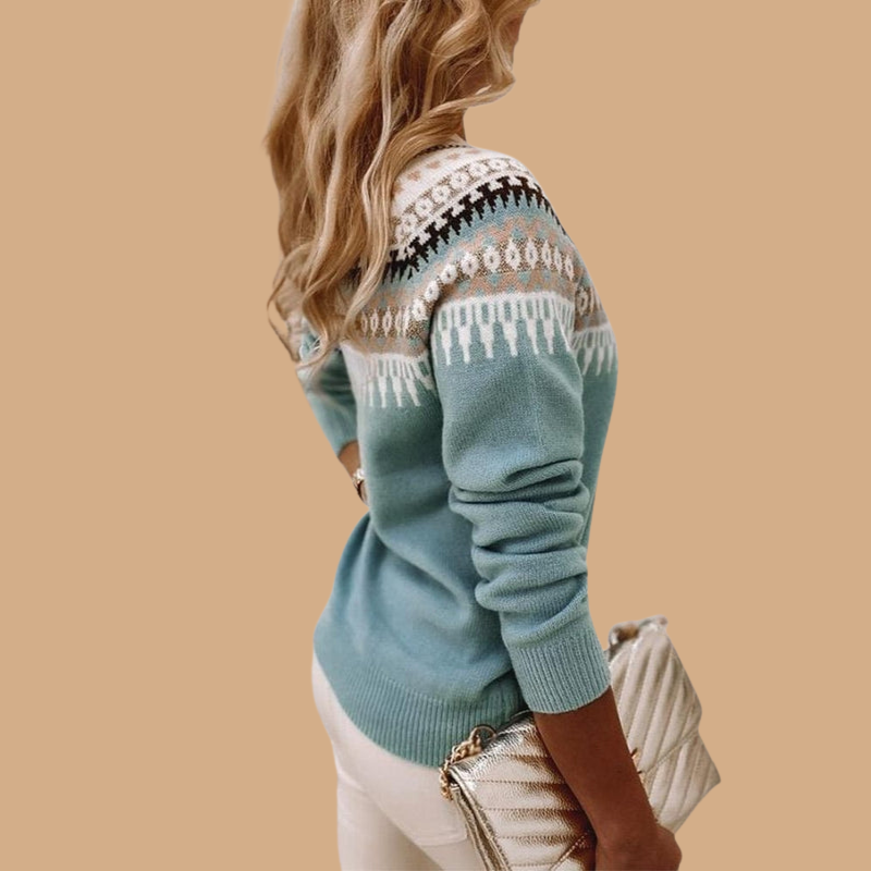 Women’s Jumper with Frilled Lace Neckline and Long Sleeves