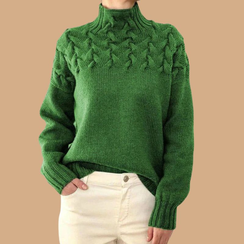 Women’s Jumper with Funnel Neck and Textured Knit Design