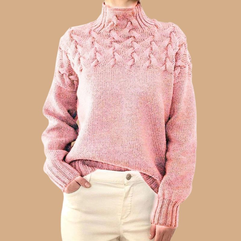 Women’s Jumper with Funnel Neck and Textured Knit Design