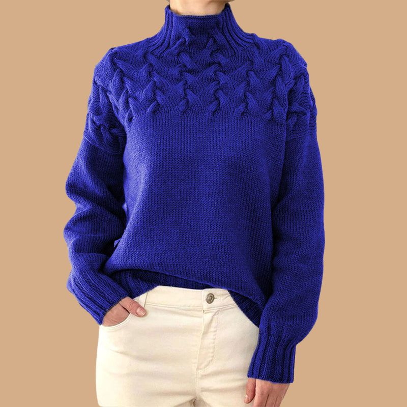 Women’s Jumper with Funnel Neck and Textured Knit Design
