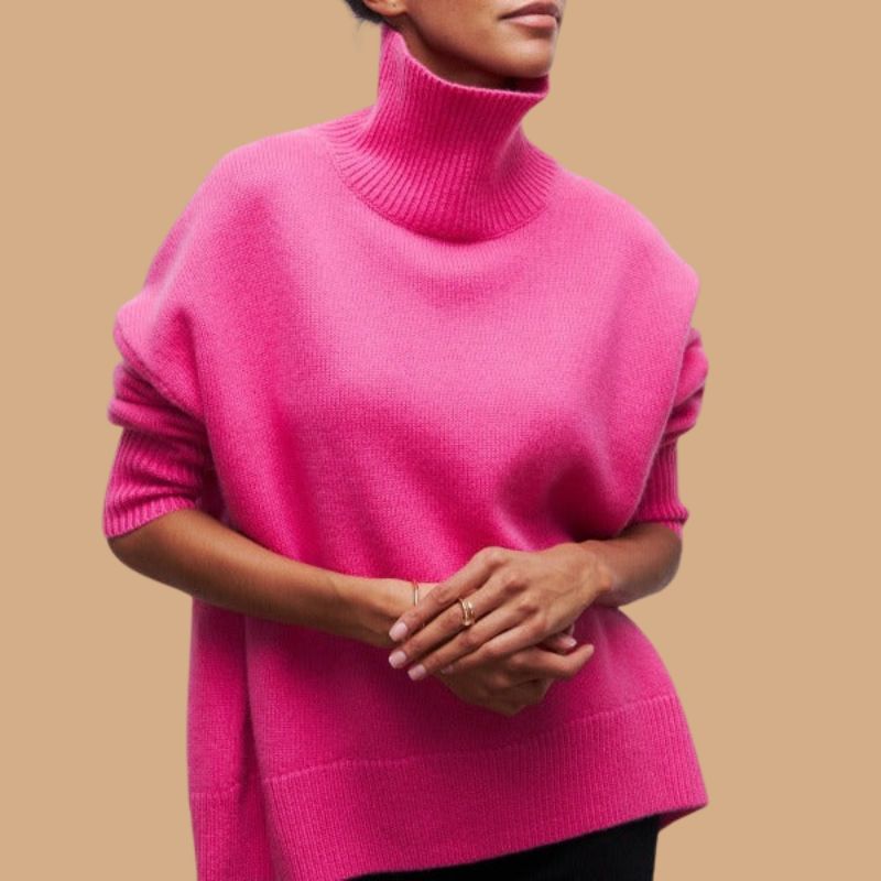 Women’s Jumper with High Neck and Ribbed Hem