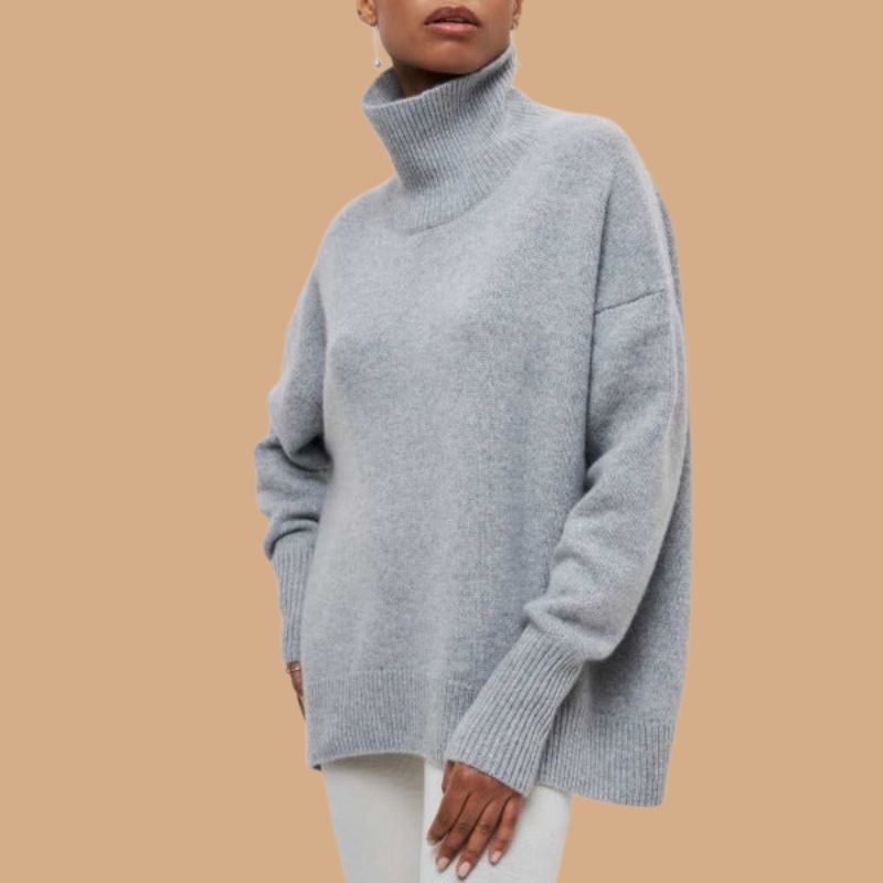 Women’s Jumper with High Neck and Ribbed Hem