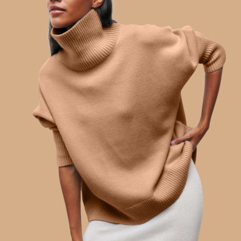 Women’s Jumper with High Neck and Ribbed Hem