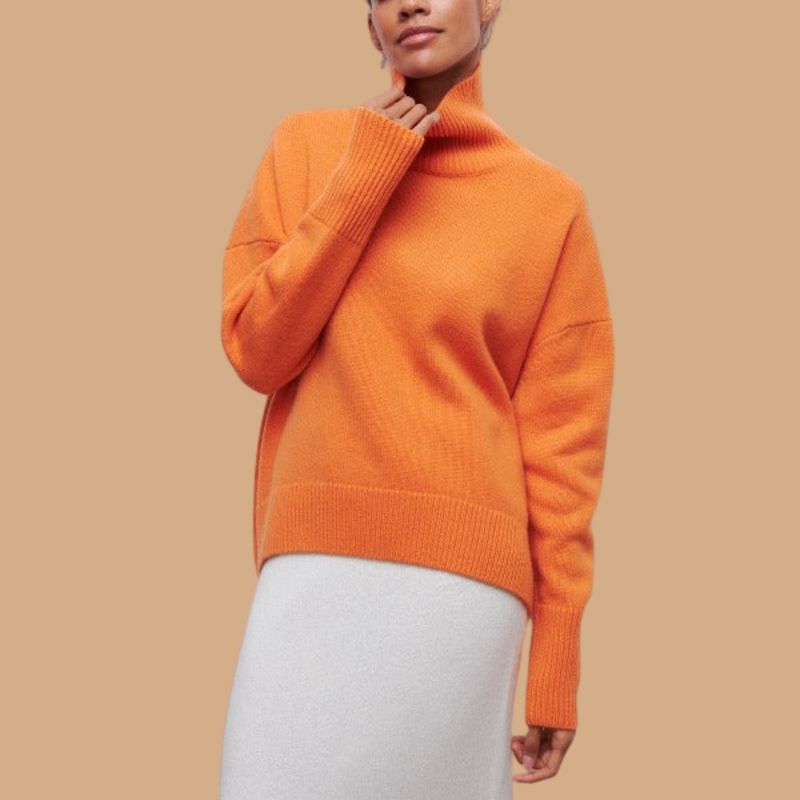 Women’s Jumper with High Neck and Ribbed Hem