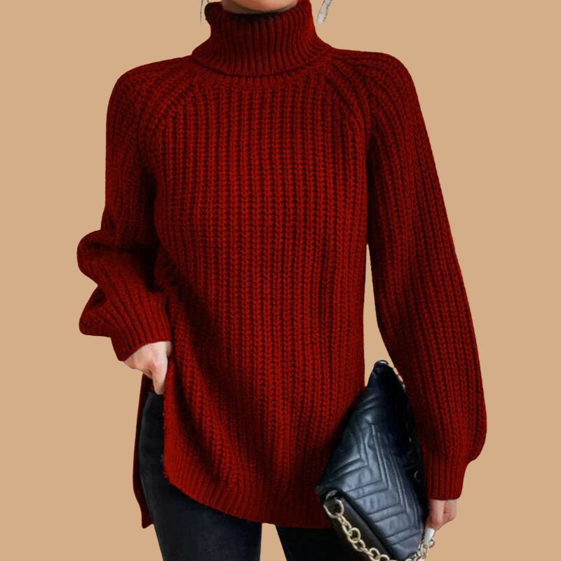 Women’s Jumper with Roll Neck and Ribbed Knit