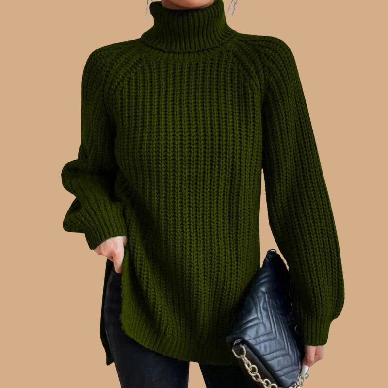 Women’s Jumper with Roll Neck and Ribbed Knit