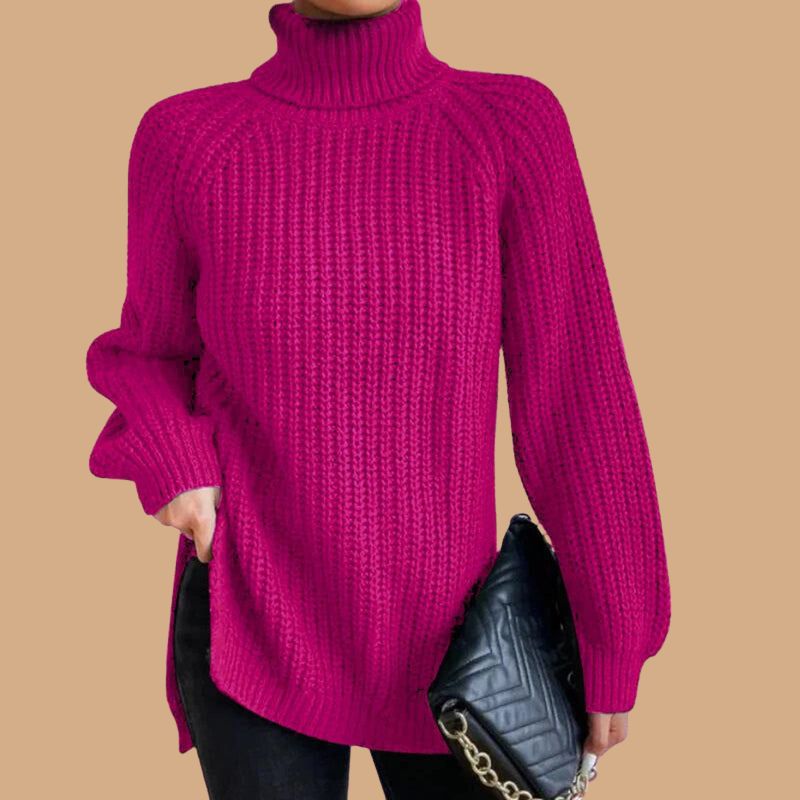 Women’s Jumper with Roll Neck and Ribbed Knit