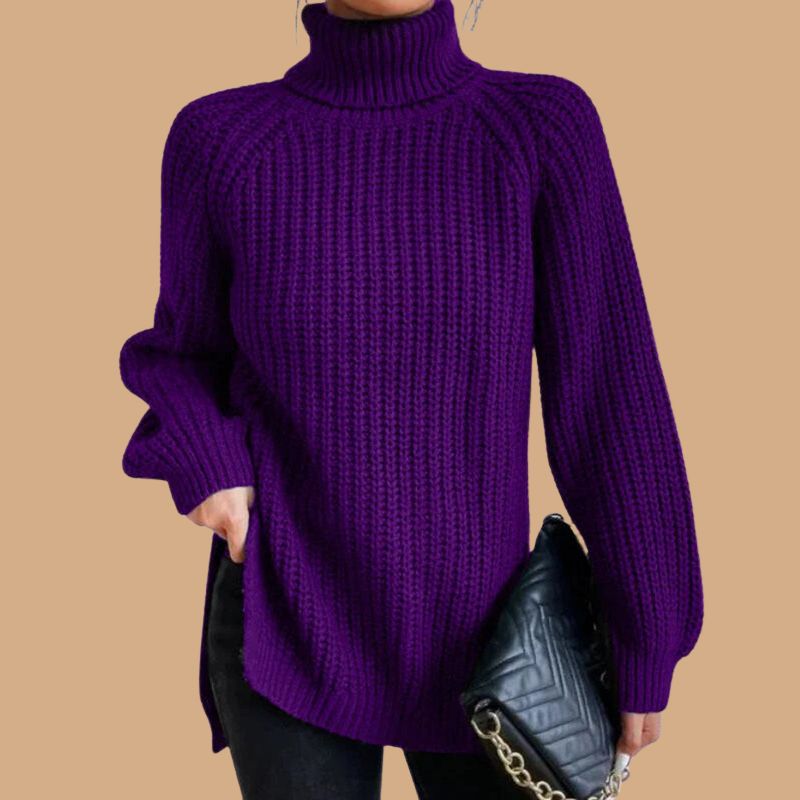 Women’s Jumper with Roll Neck and Ribbed Knit
