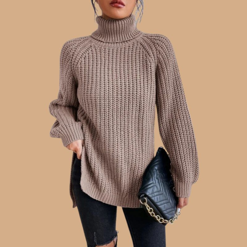 Women’s Jumper with Roll Neck and Ribbed Knit