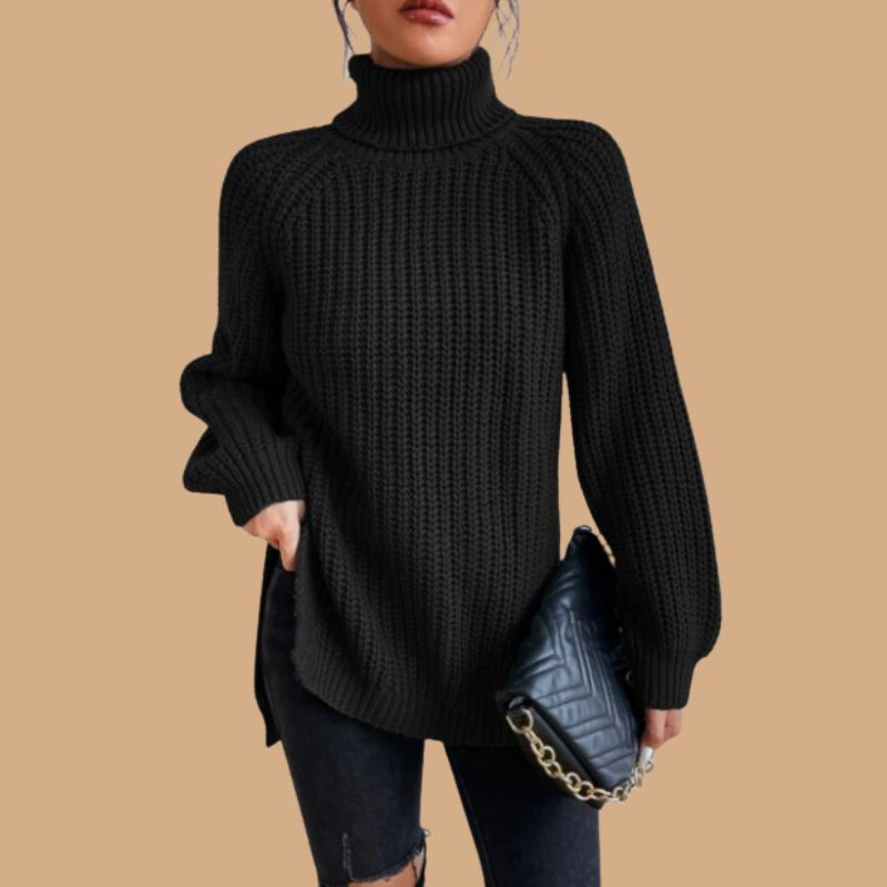Women’s Jumper with Roll Neck and Ribbed Knit