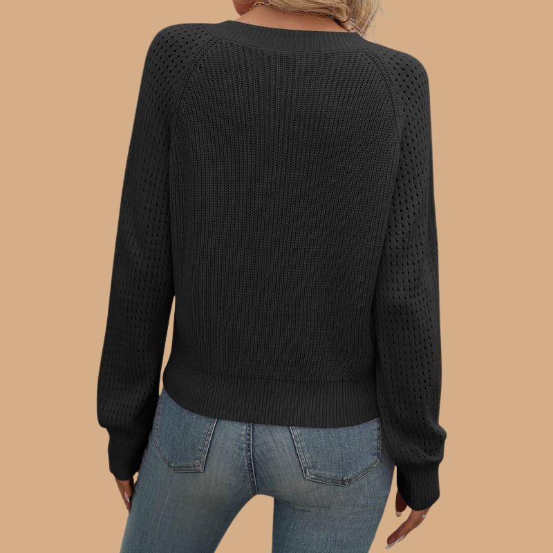Women’s Jumper with V-Neck and Balloon Sleeves