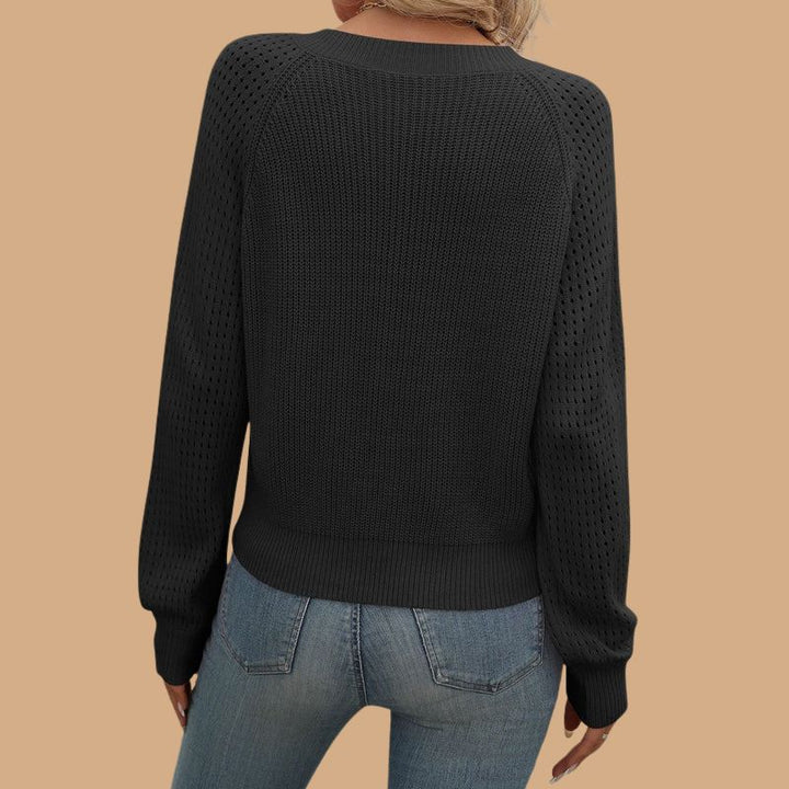 Women’s Jumper with V-Neck and Balloon Sleeves