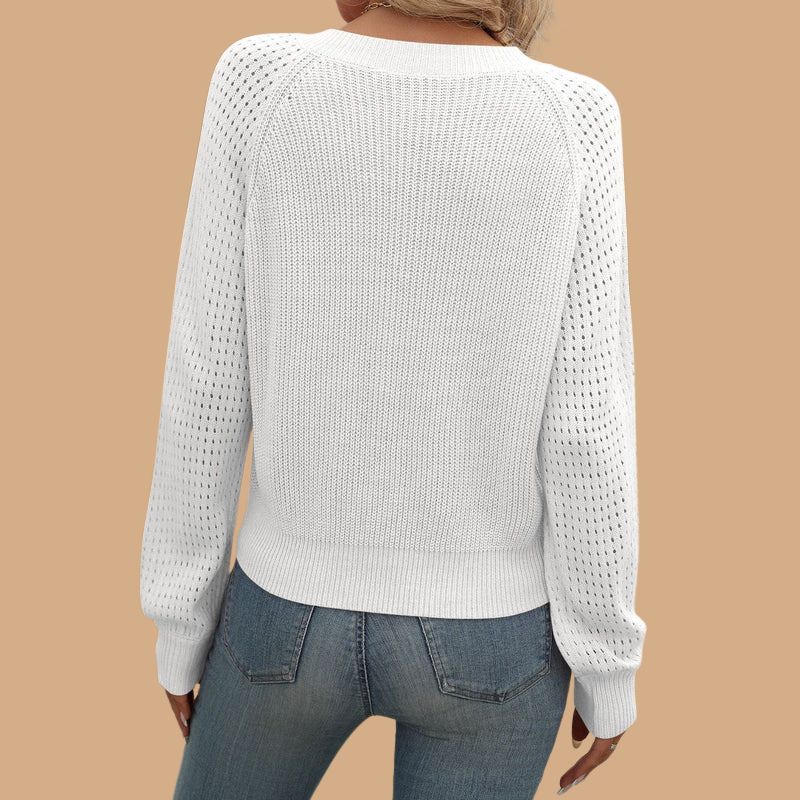 Women’s Jumper with V-Neck and Balloon Sleeves