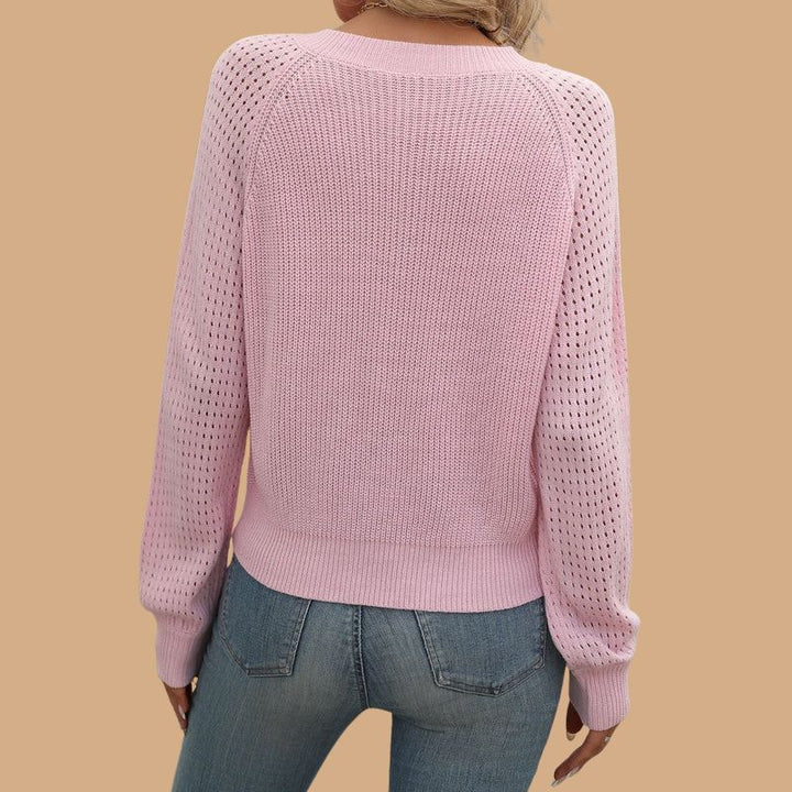 Women’s Jumper with V-Neck and Balloon Sleeves
