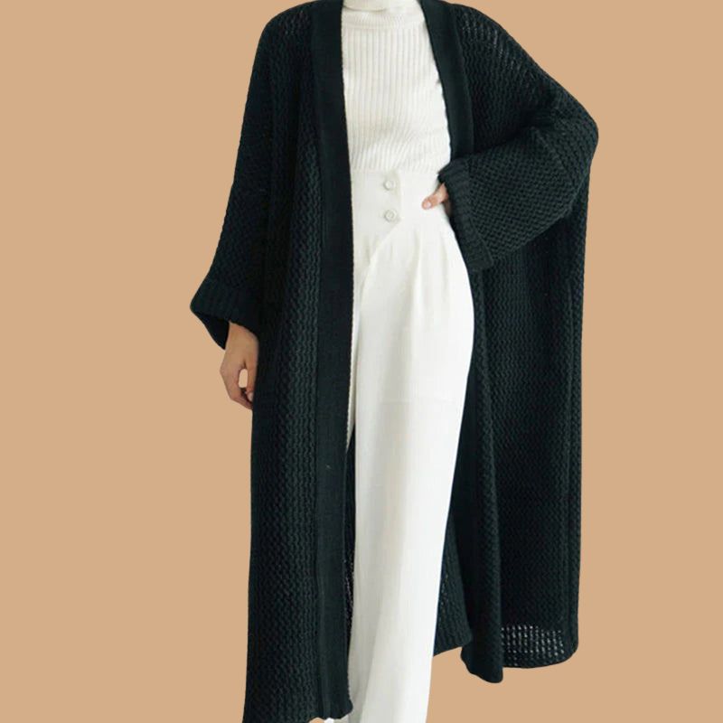 Women’s Knit Cardigan with Open Front and Long Sleeves