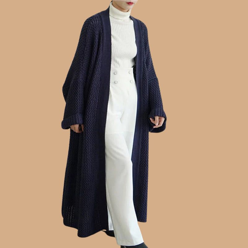 Women’s Knit Cardigan with Open Front and Long Sleeves