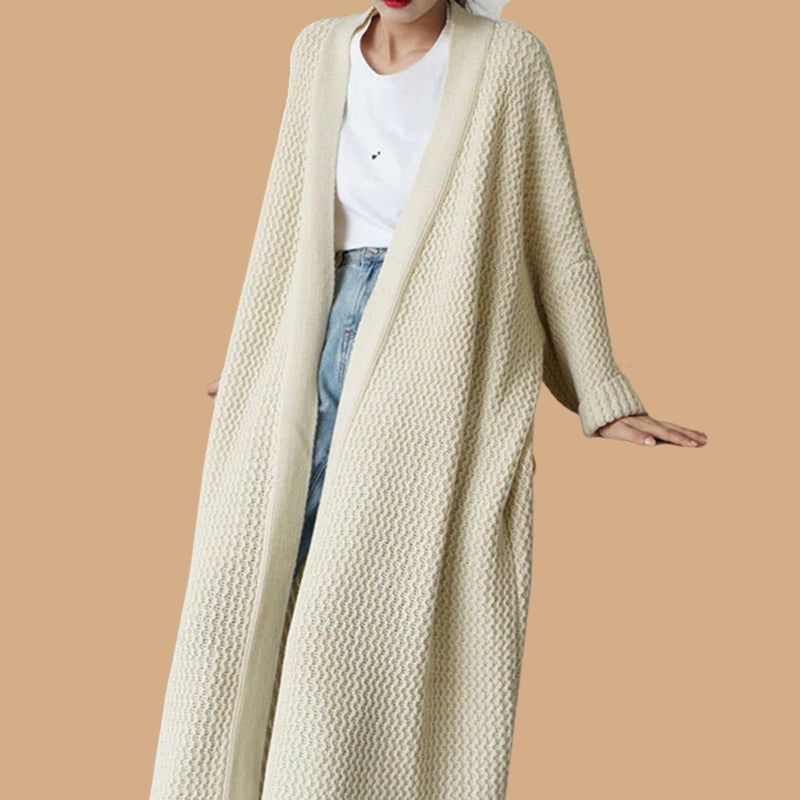 Women’s Knit Cardigan with Open Front and Long Sleeves