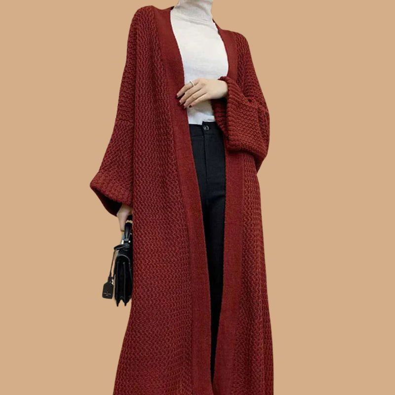 Women’s Knit Cardigan with Open Front and Long Sleeves