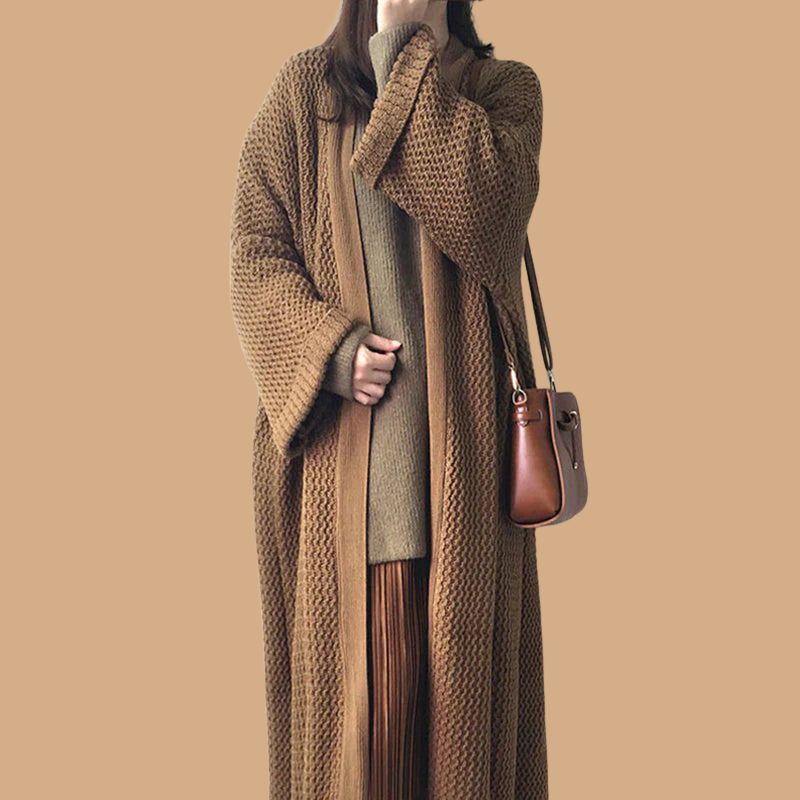 Women’s Knit Cardigan with Open Front and Long Sleeves