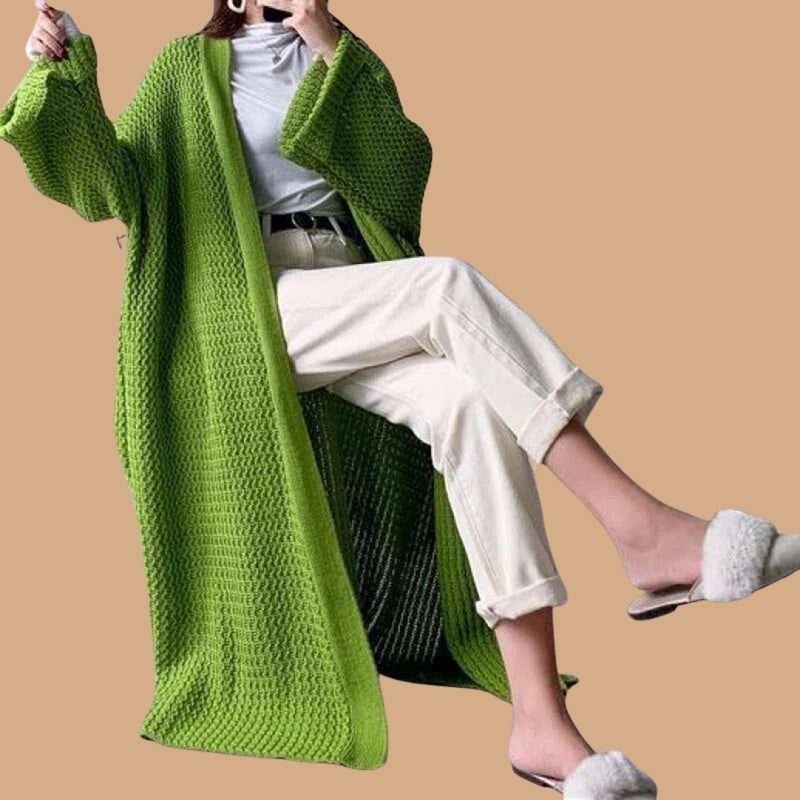 Women’s Knit Cardigan with Open Front and Long Sleeves