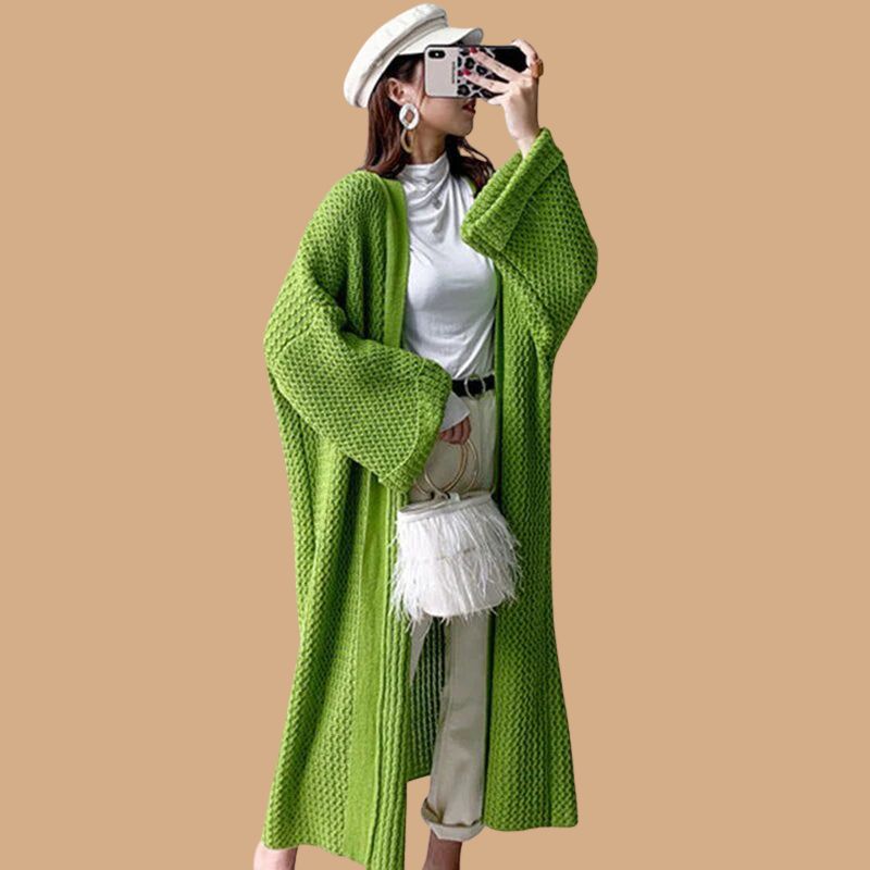 Women’s Knit Cardigan with Open Front and Long Sleeves