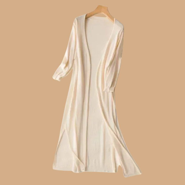 Women’s Long Cardigan with Open Front and 3/4 Sleeves