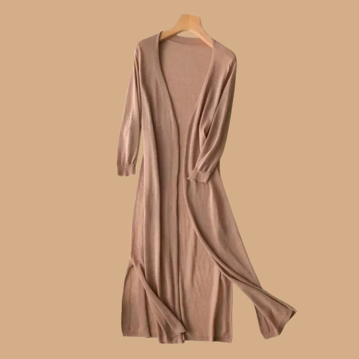 Women’s Long Cardigan with Open Front and 3/4 Sleeves