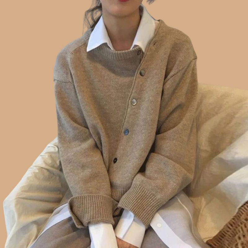 Women’s Oversized Cardigan with Open Front and Long Sleeves