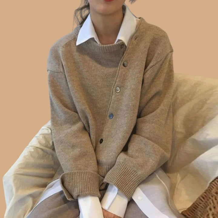 Women’s Oversized Cardigan with Open Front and Long Sleeves