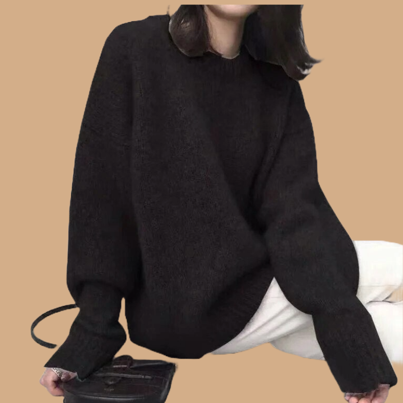 Women’s Oversized Knit Jumper with Chunky Knit and Ribbed Cuffs