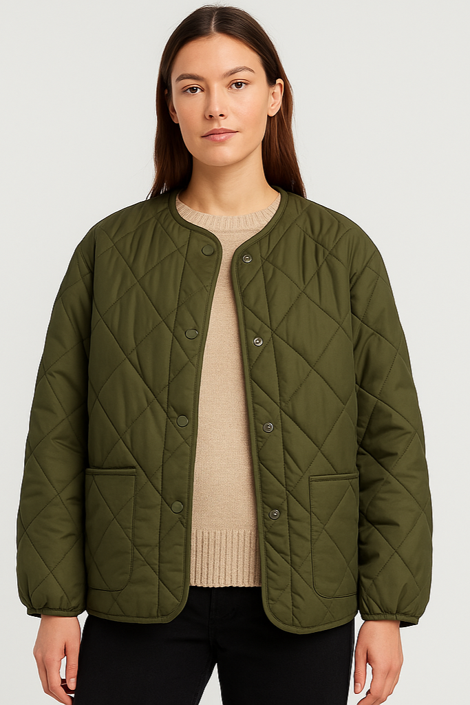 Quilted Liner Jacket

Hero: Quilted Liner Jacket on-figure, snap front slightly open, layered over knit, studio e-commerce photo, soft diffused lighting, seamless background, Shopify-ready, background #F5F5F5
Detail: Quilted Liner Jacket close-up, quilting pattern, snap hardware, binding finish, soft diffused lighting, seamless background, Shopify-ready, background #F5F5F5

women model, 2:3 picure